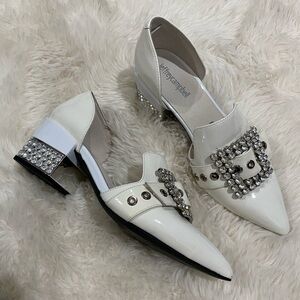 Jeffrey Campbell Patent White Loafers, Size 6.5